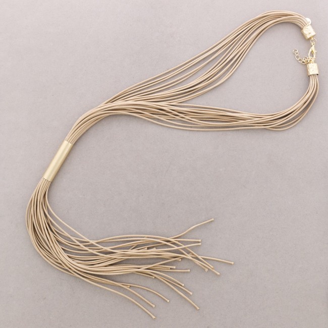 COLLAR CUERO AJUSTABLE CUENTAS METAL