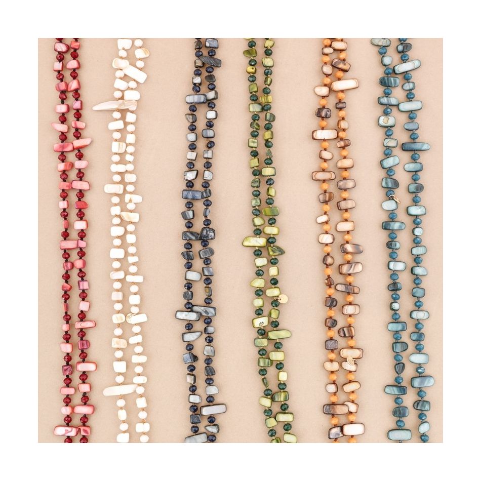 NACRE CRYSTALS LONG NECKLACE 1.2x8MM