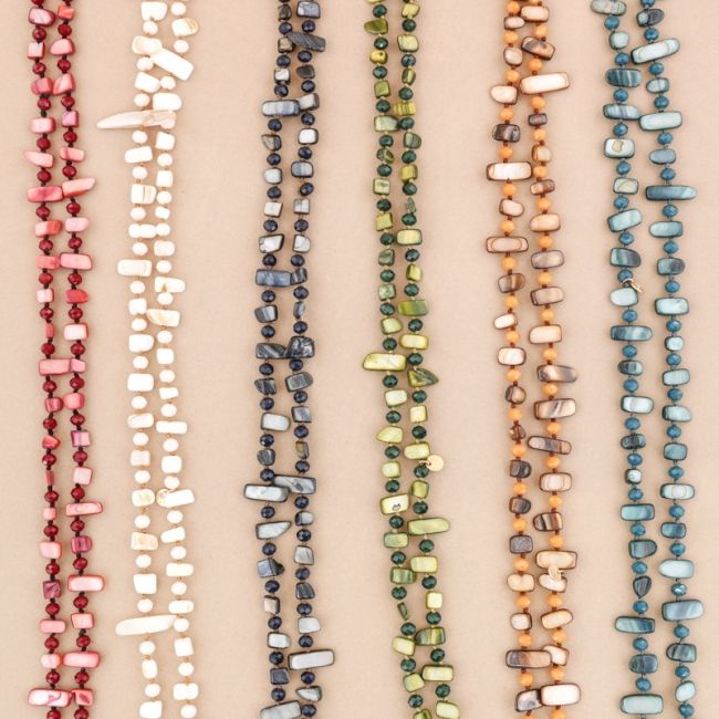 NACRE CRYSTALS LONG NECKLACE 1.2x8MM