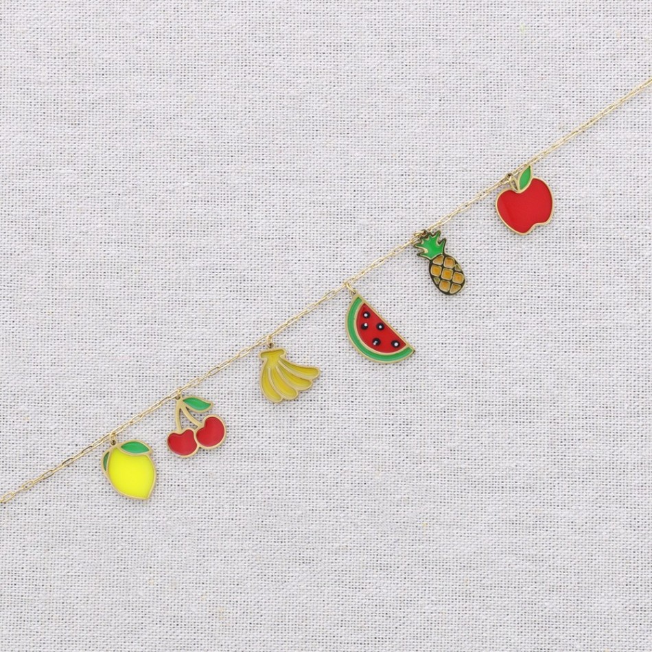 GARGANTILLA ACERO COLGANTES FRUTAS ESMALTE