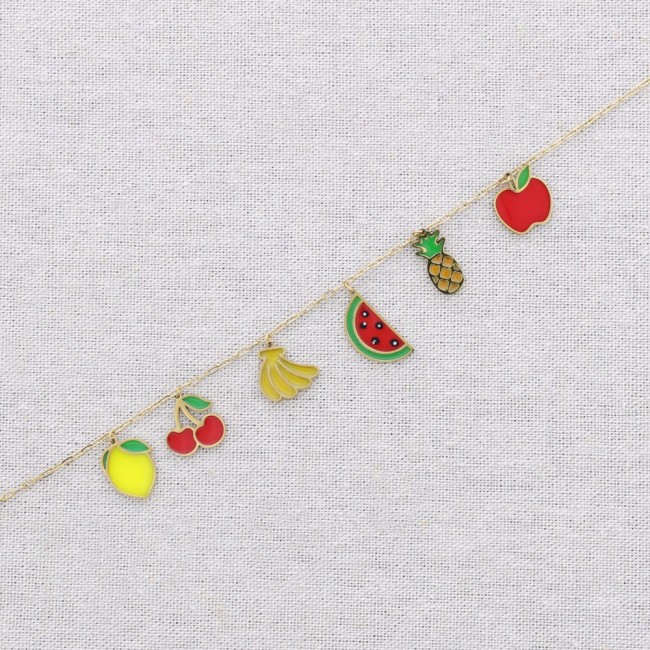 GARGANTILLA ACERO COLGANTES FRUTAS ESMALTE