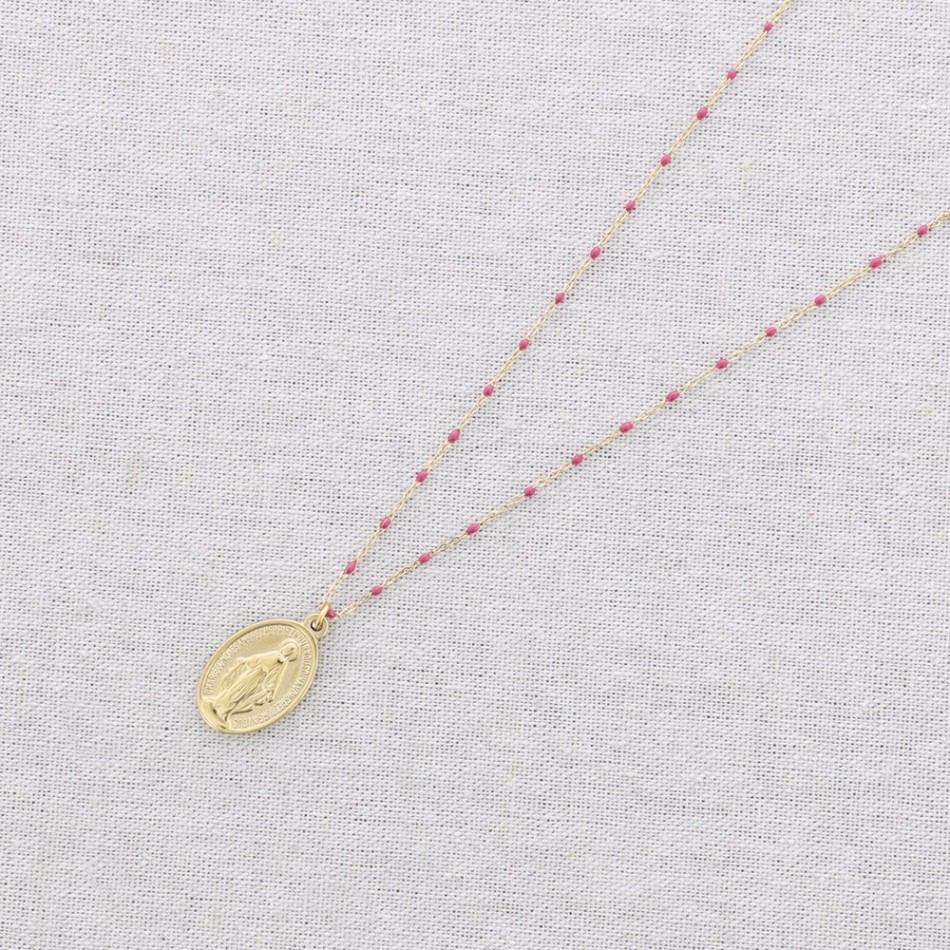 STEEL SHORT NECKLACE WITH VIRGIN PENDANT