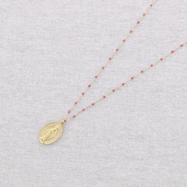 STEEL SHORT NECKLACE WITH VIRGIN PENDANT
