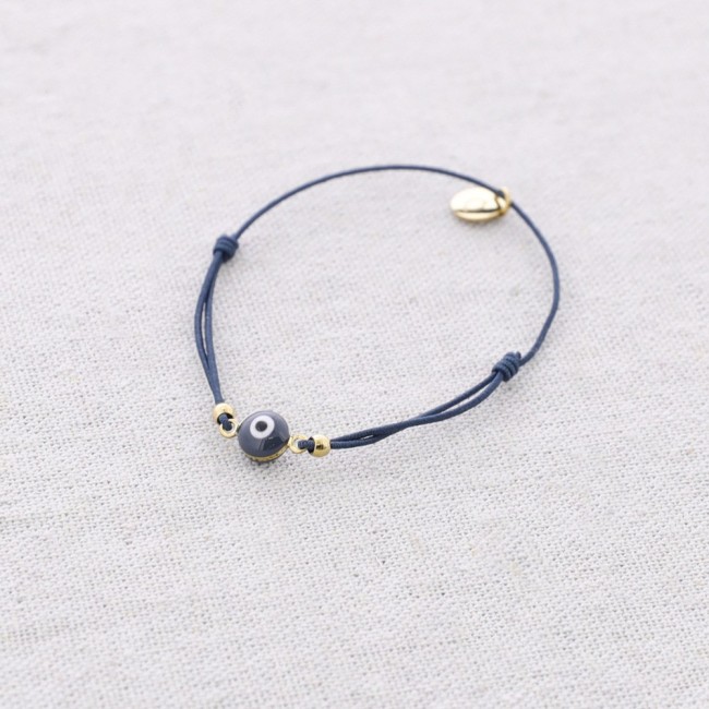 ELASTIC STEEL BRACELET WITH TURKISH EYE AND ENAMEL