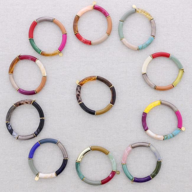 STEEL BRACELET WITH RESIN TUBES