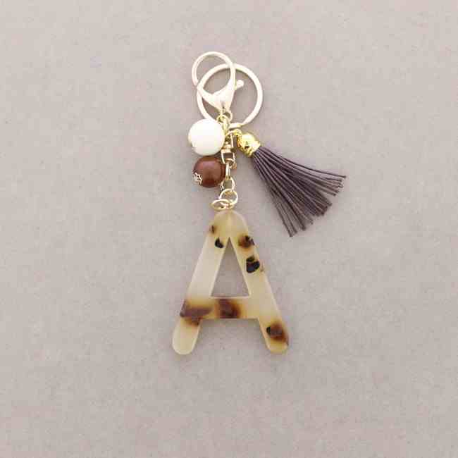 RESIN INITIAL LETTER A PENDANT KEYCHAIN