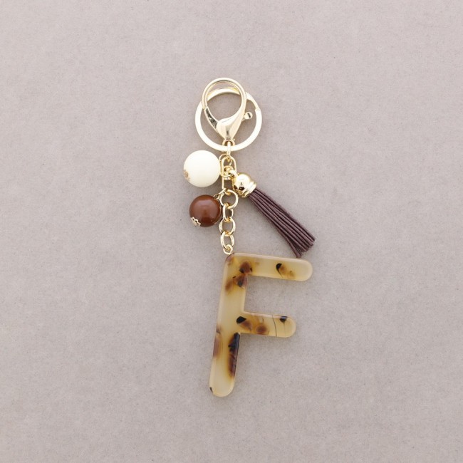 RESIN INITIAL LETTER F PENDANT KEYCHAIN