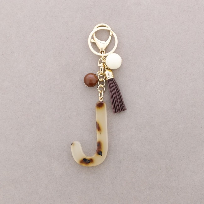 RESIN INITIAL LETTER J PENDANT KEYCHAIN