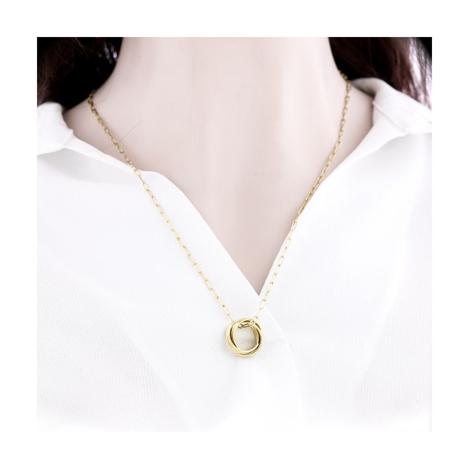 MULTI RING PENDANT STEEL NECKLACE