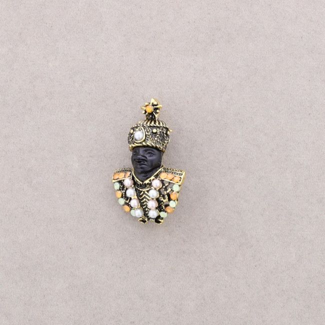 BROCHE CABECITA CRISTALES PERLAS