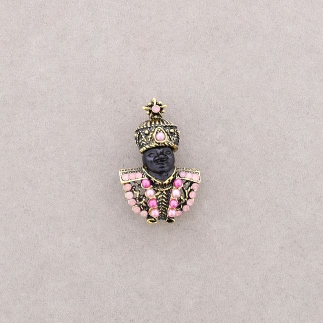 BROCHE CABECITA CRISTALES PERLAS