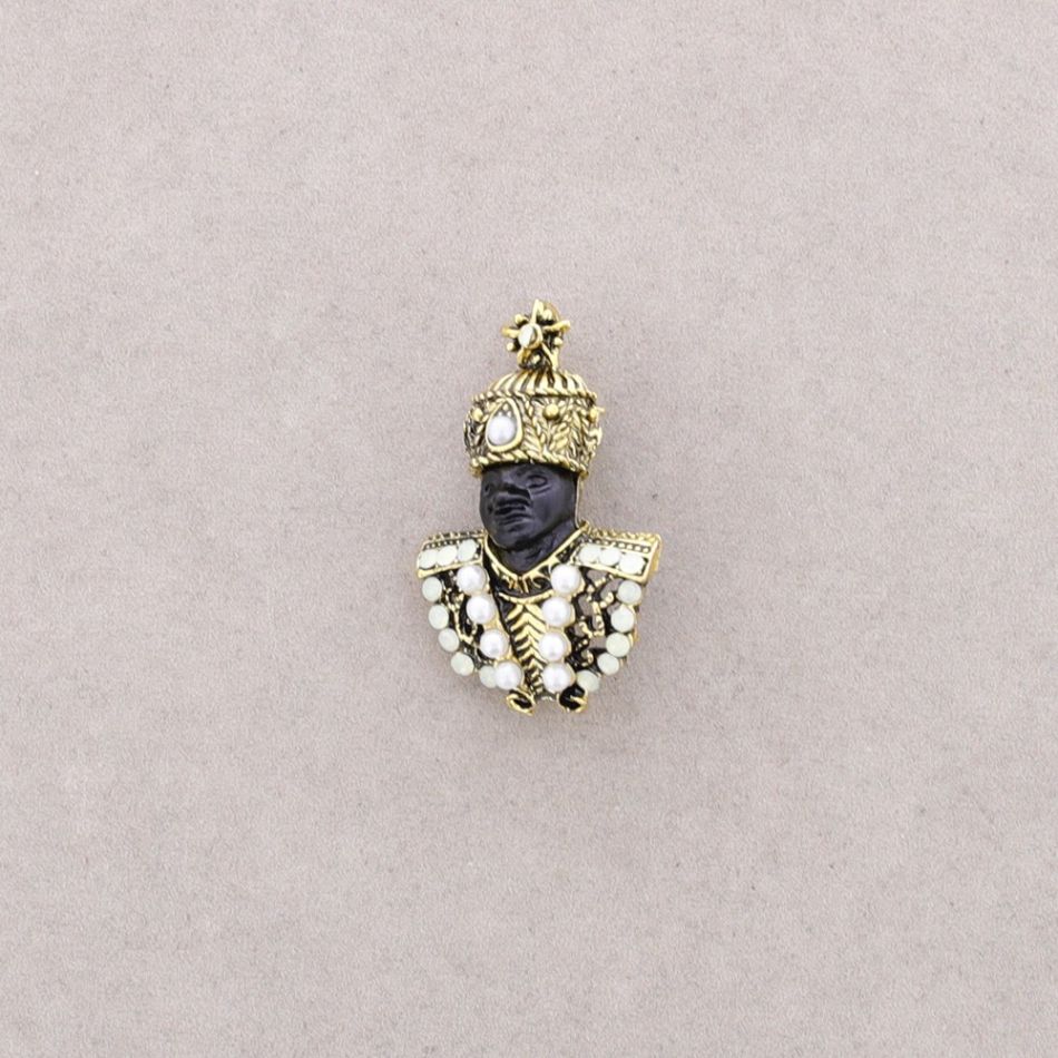 BROCHE CABECITA CRISTALES PERLAS