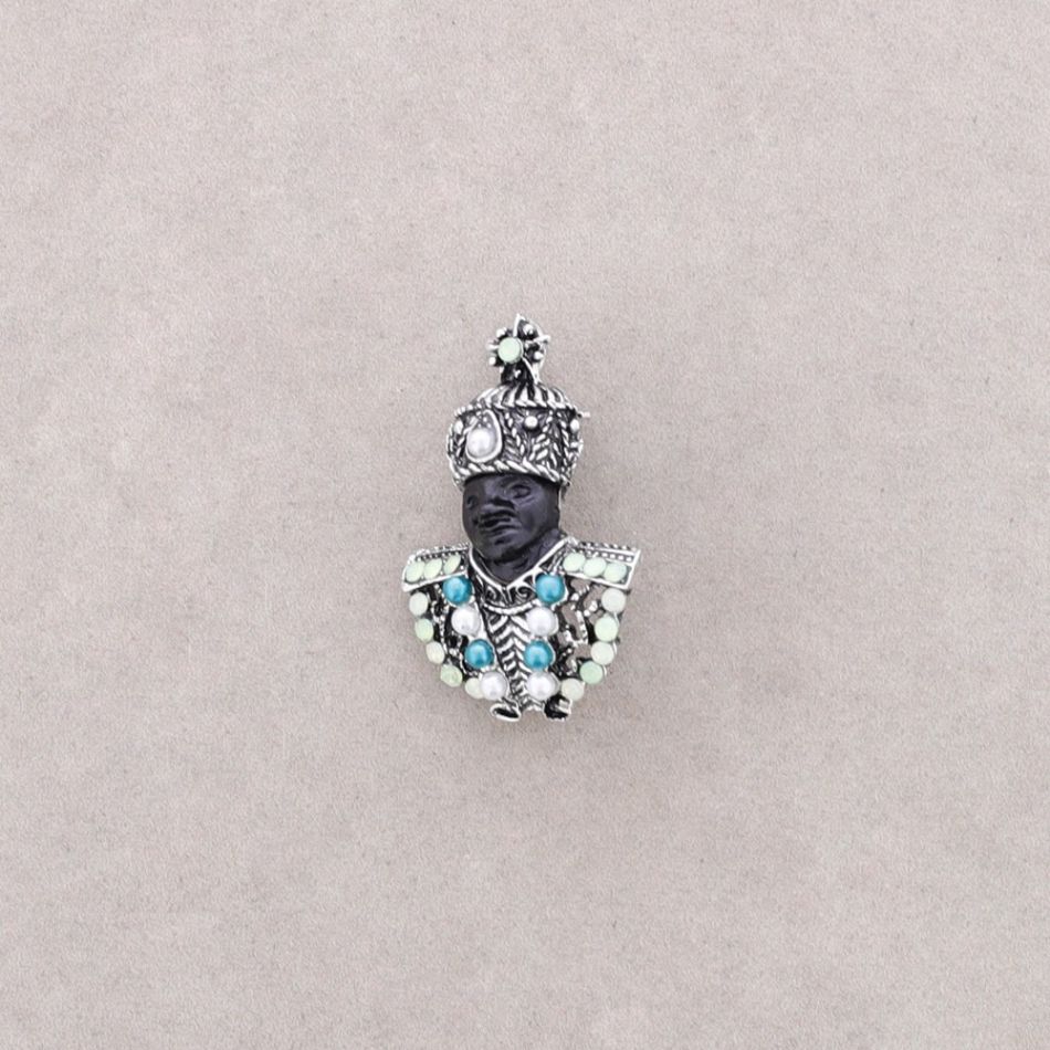 BROCHE CABECITA CRISTALES PERLAS