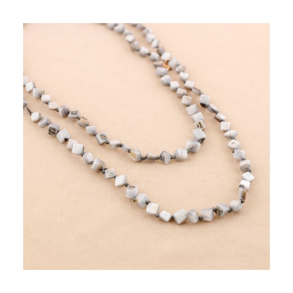 COLLAR LARGO ROMBOS  NÁCAR 1.2M