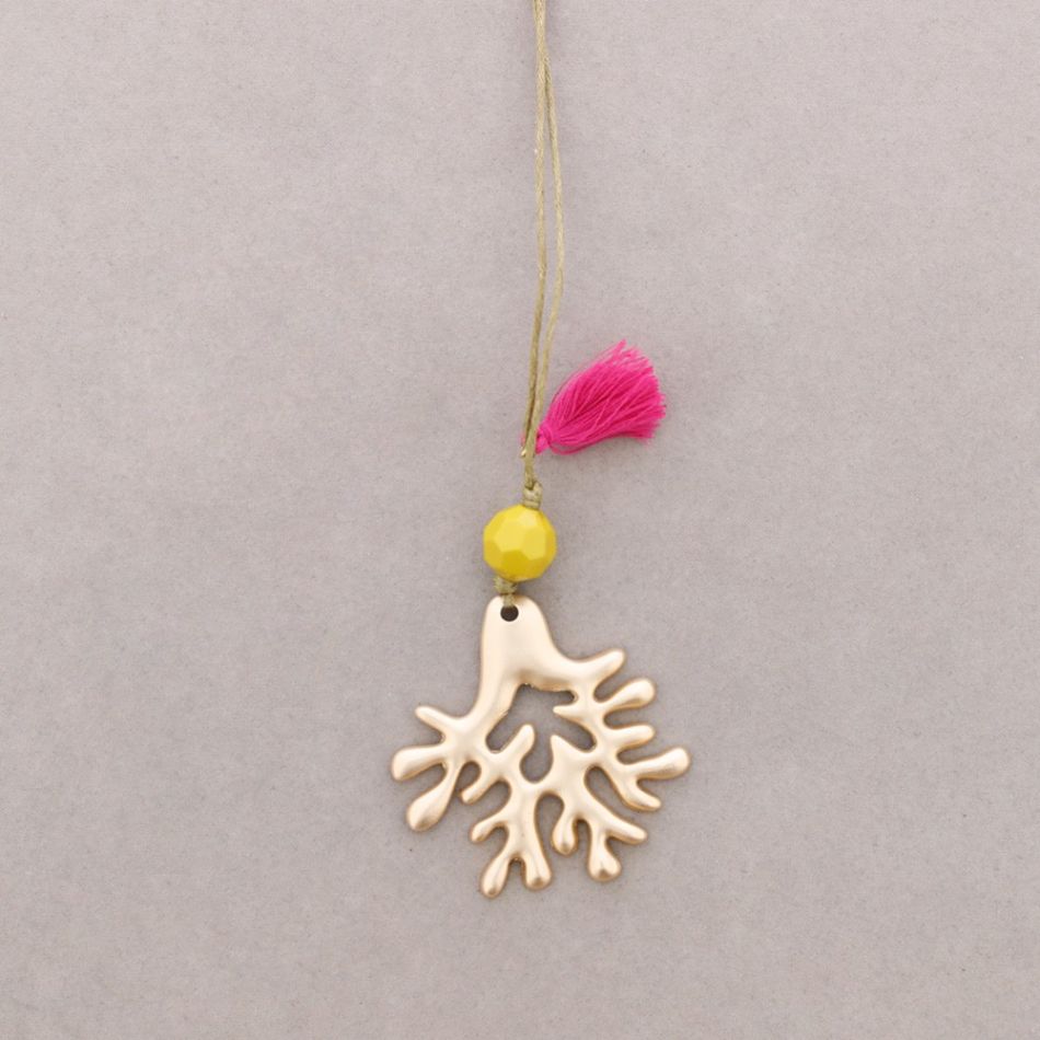 COLLAR LARGO COLGANTE CORAL METAL
