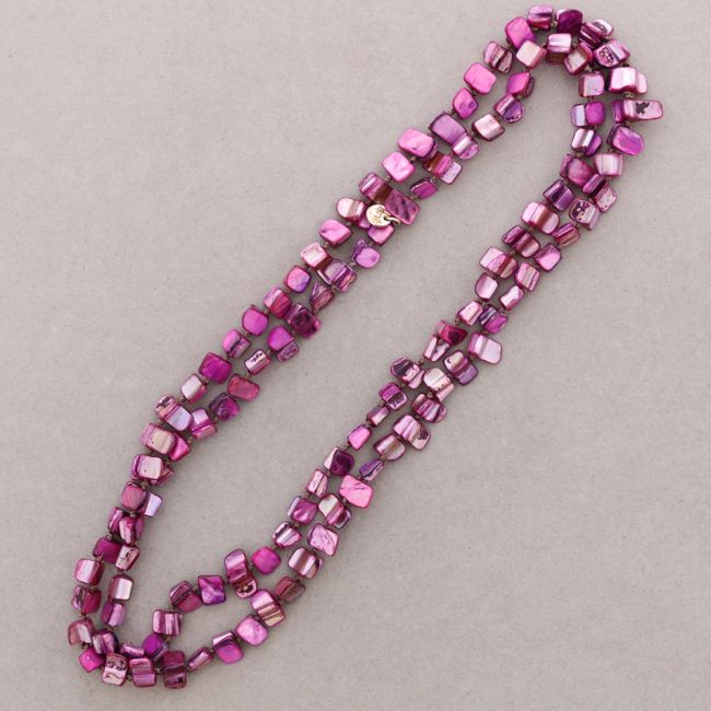 Long 1.2m nacre triangular bead necklace