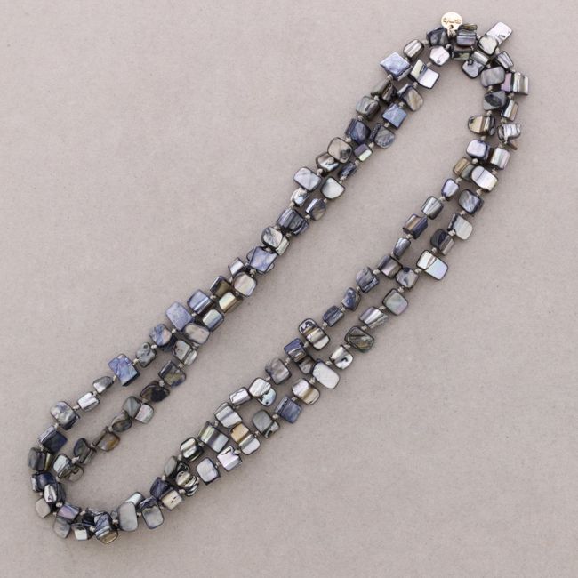 Long 1.2m nacre triangular bead necklace
