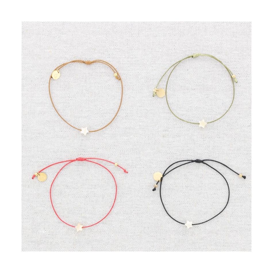 STEEL MACRAMÉ BRACELET WITH NACRE STAR