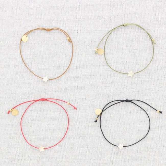 STEEL MACRAMÉ BRACELET WITH NACRE STAR
