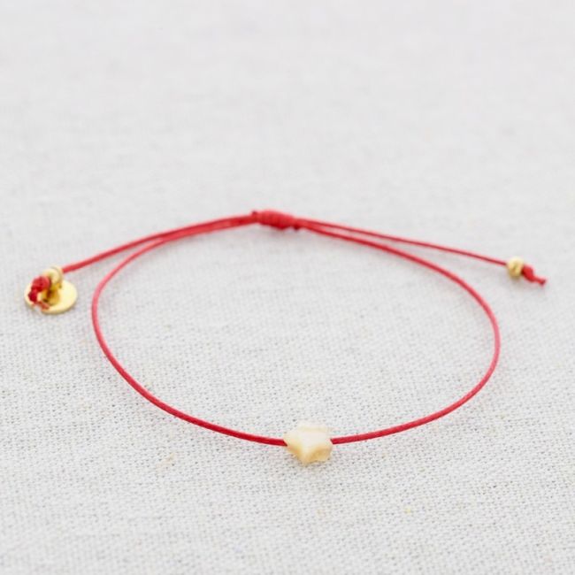 STEEL MACRAMÉ BRACELET WITH NACRE STAR