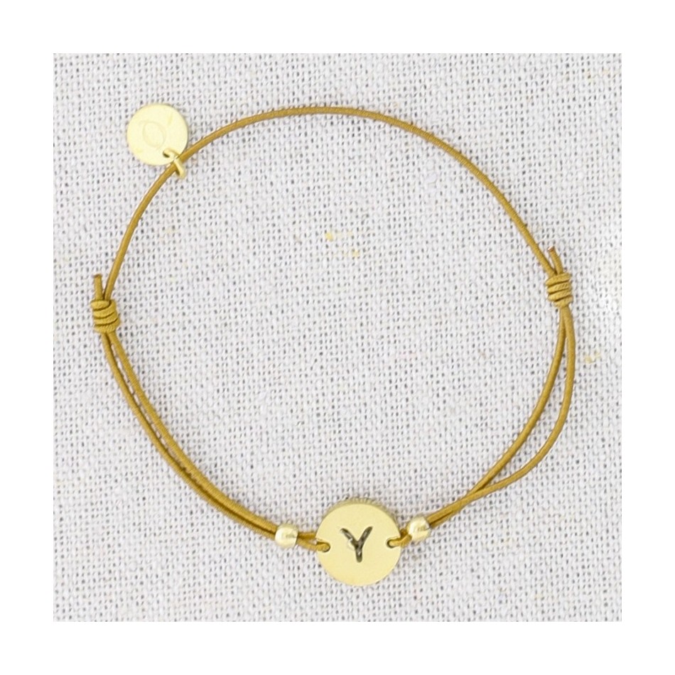 PULSERA ELÁSTICA ACERO LETRA Y