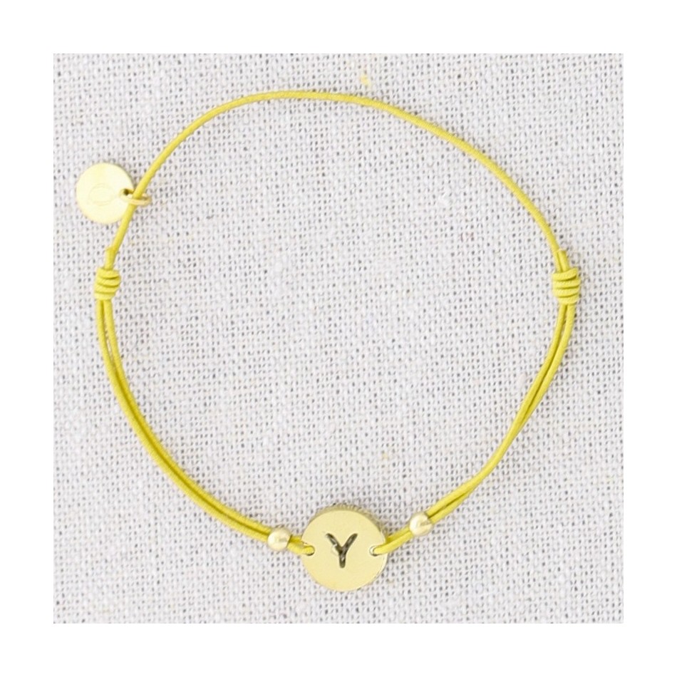 PULSERA ELÁSTICA ACERO LETRA Y