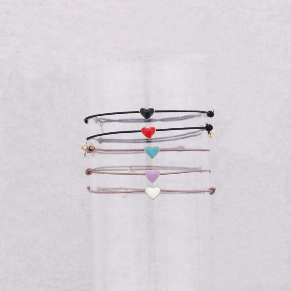 ELASTIC STEEL HEART ENAMEL BRACELET