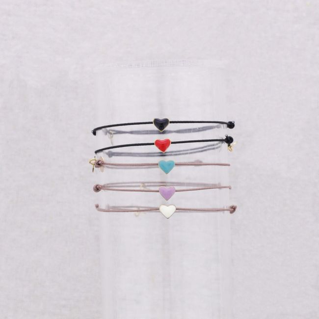 ELASTIC STEEL HEART ENAMEL BRACELET