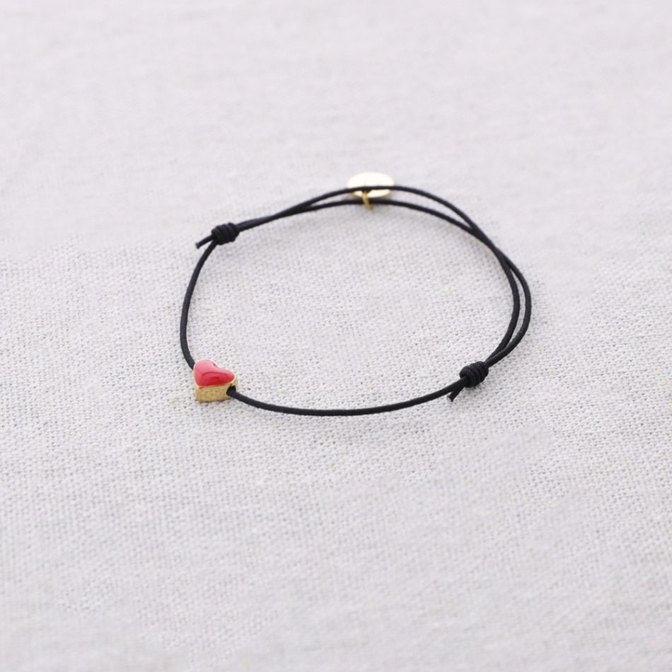 ELASTIC STEEL HEART ENAMEL BRACELET