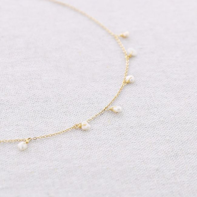 STEEL SHORT NECKLACE WITH PEARL PENDANTS