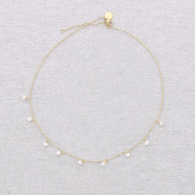 STEEL SHORT NECKLACE WITH PEARL PENDANTS