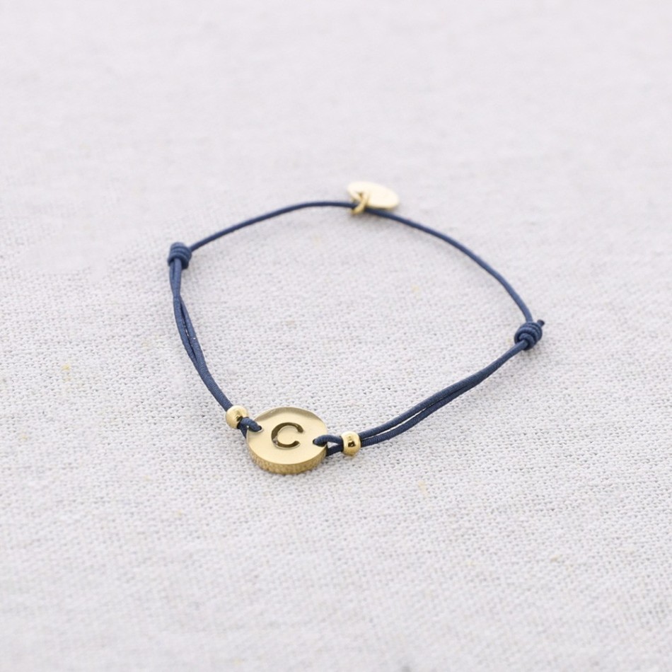PULSERA ELÁSTICA ACERO LETRA C