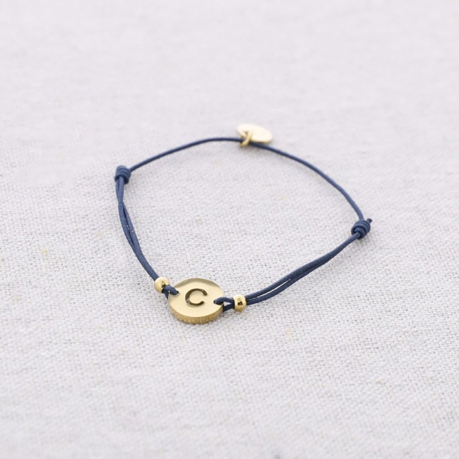 PULSERA ELÁSTICA ACERO LETRA C