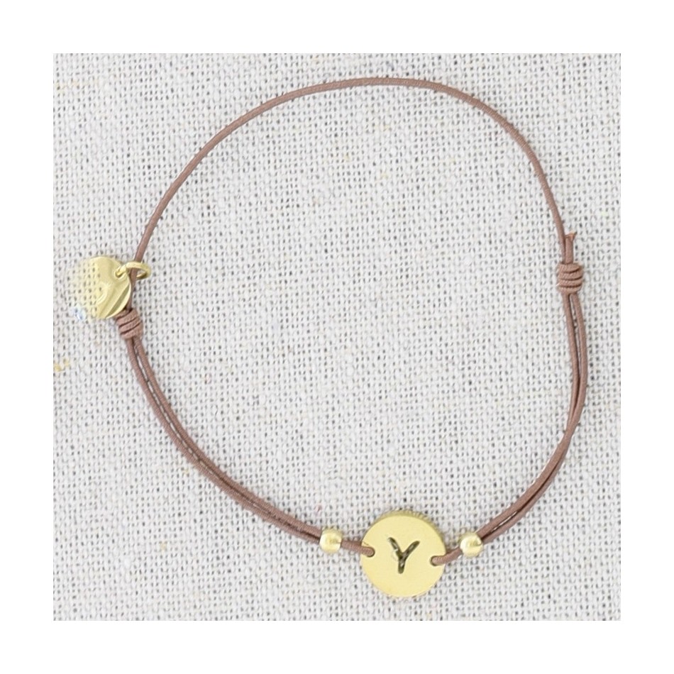 PULSERA ELÁSTICA ACERO LETRA Y