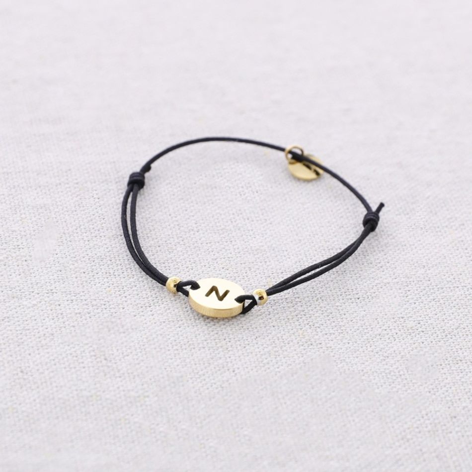 PULSERA ELÁSTICA ACERO LETRA N