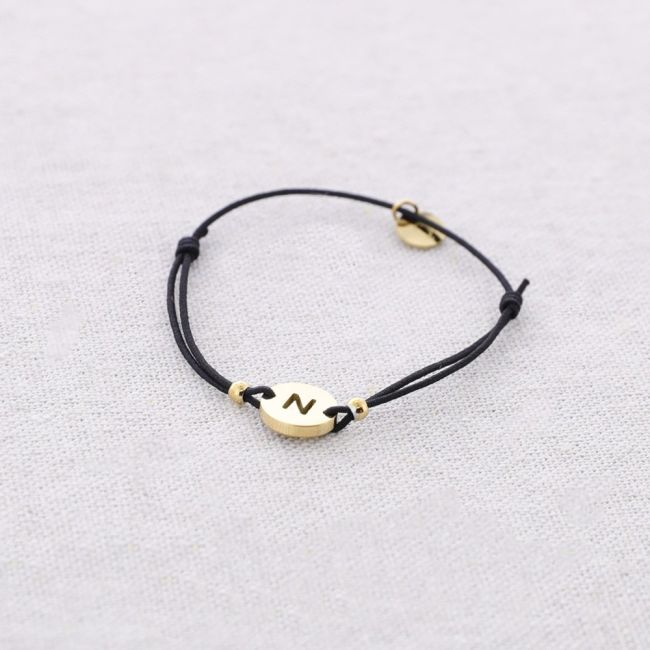 PULSERA ELÁSTICA ACERO LETRA N