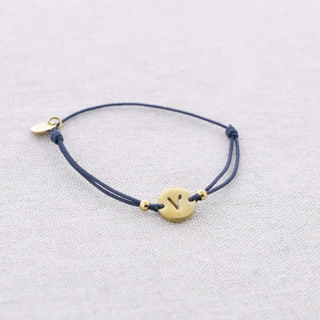 PULSERA ELÁSTICA ACERO LETRA V