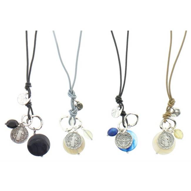 LONG PENDANT NECKLACE METAL STONES