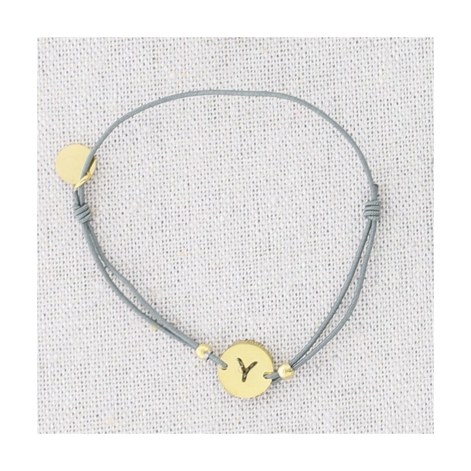 PULSERA ELÁSTICA ACERO LETRA Y