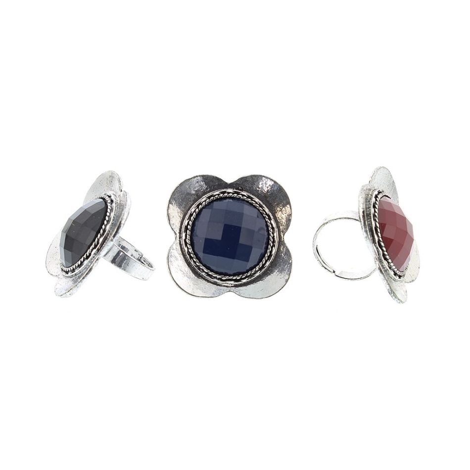 ANILLO METAL RESINA FACETADA