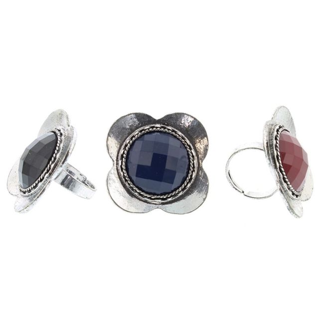 ANILLO METAL RESINA FACETADA