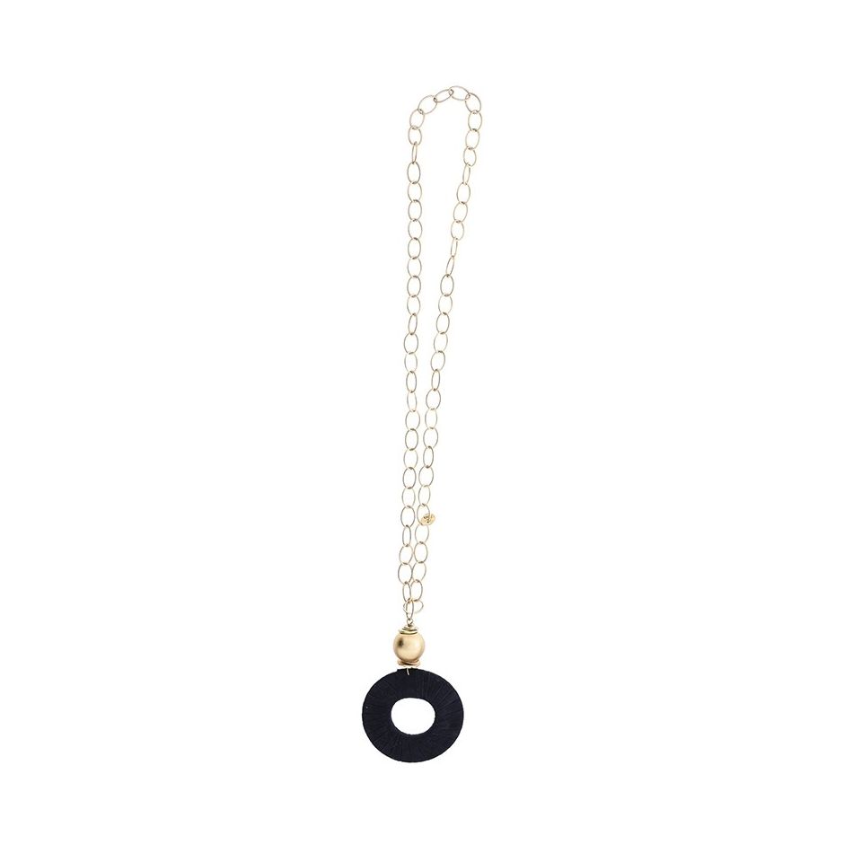 LONG NECKLACE CHAIN PENDANT RING TUBE LOOP