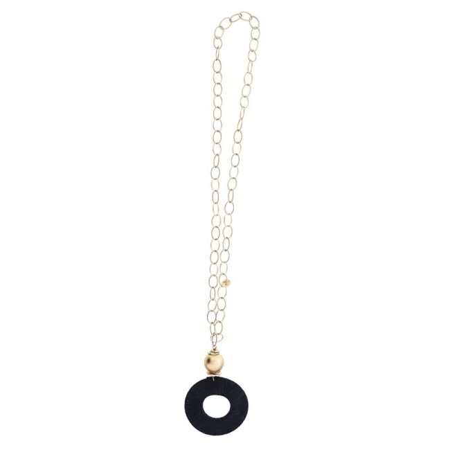 LONG NECKLACE CHAIN PENDANT RING TUBE LOOP