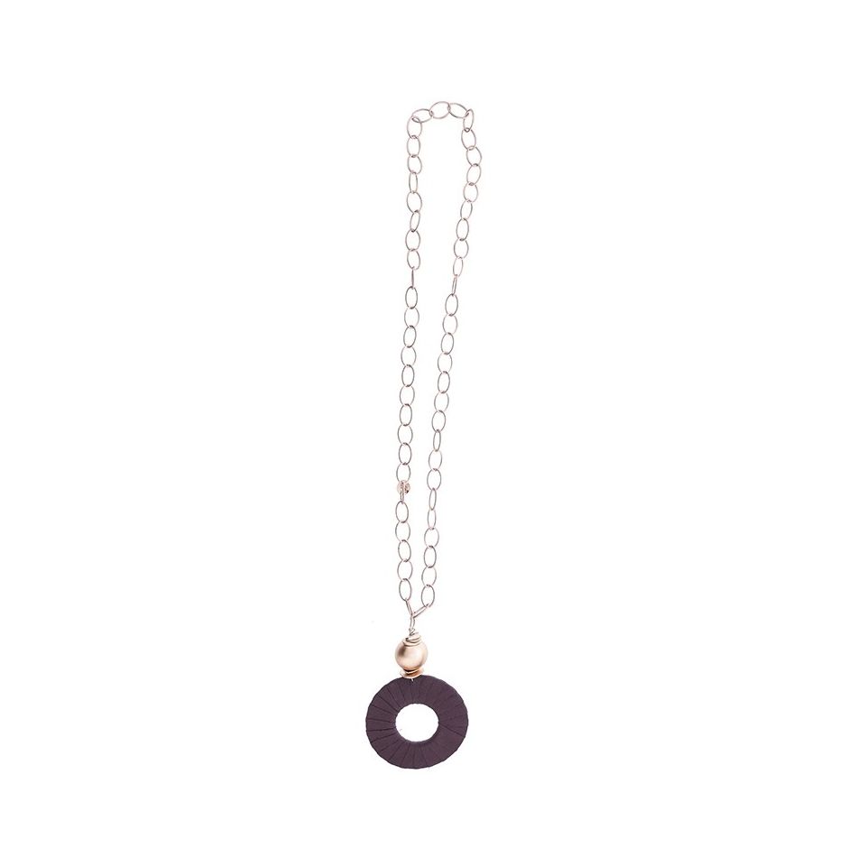 LONG NECKLACE CHAIN PENDANT RING TUBE LOOP