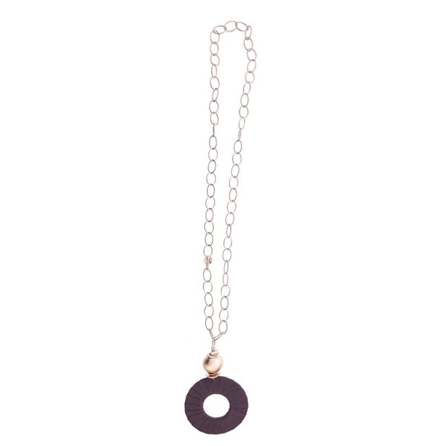 LONG NECKLACE CHAIN PENDANT RING TUBE LOOP