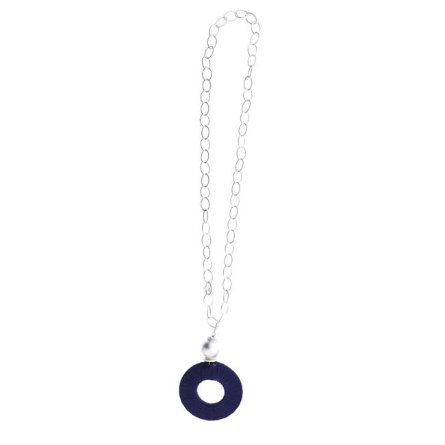 LONG NECKLACE CHAIN PENDANT RING TUBE LOOP
