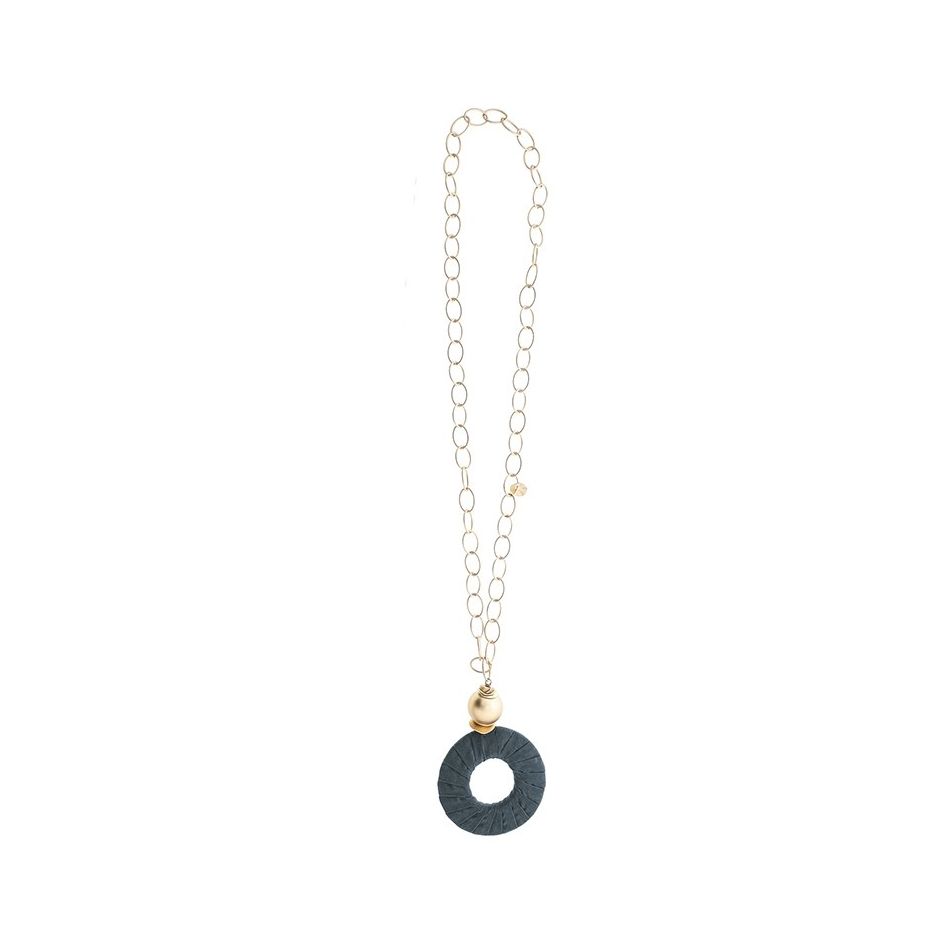 LONG NECKLACE CHAIN PENDANT RING TUBE LOOP