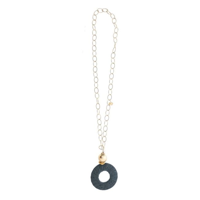 LONG NECKLACE CHAIN PENDANT RING TUBE LOOP