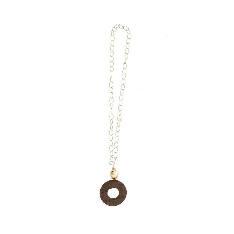 LONG NECKLACE CHAIN PENDANT RING TUBE LOOP