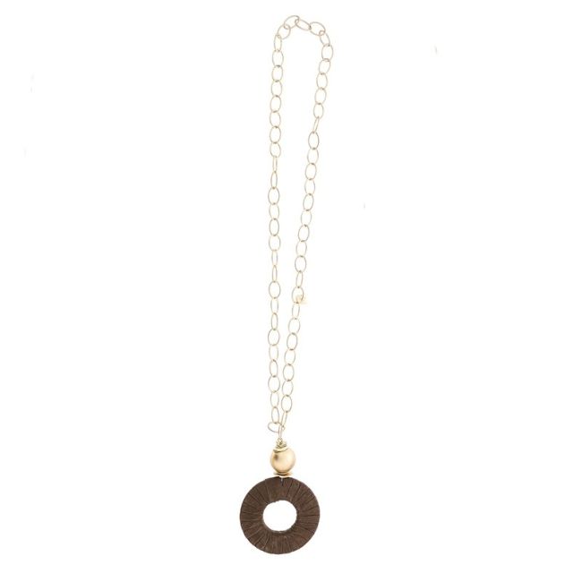 LONG NECKLACE CHAIN PENDANT RING TUBE LOOP
